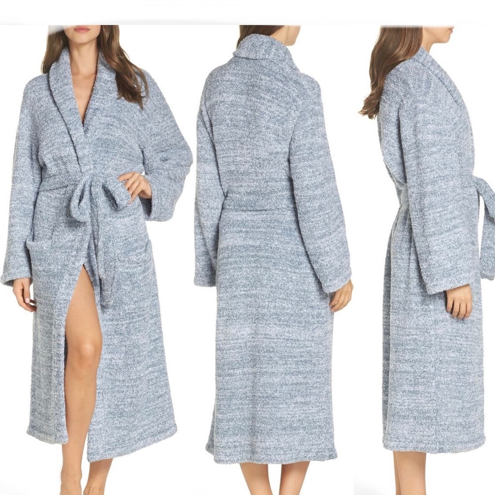 NWT Barefoot Dreams heathered blue robe - unisex size 1